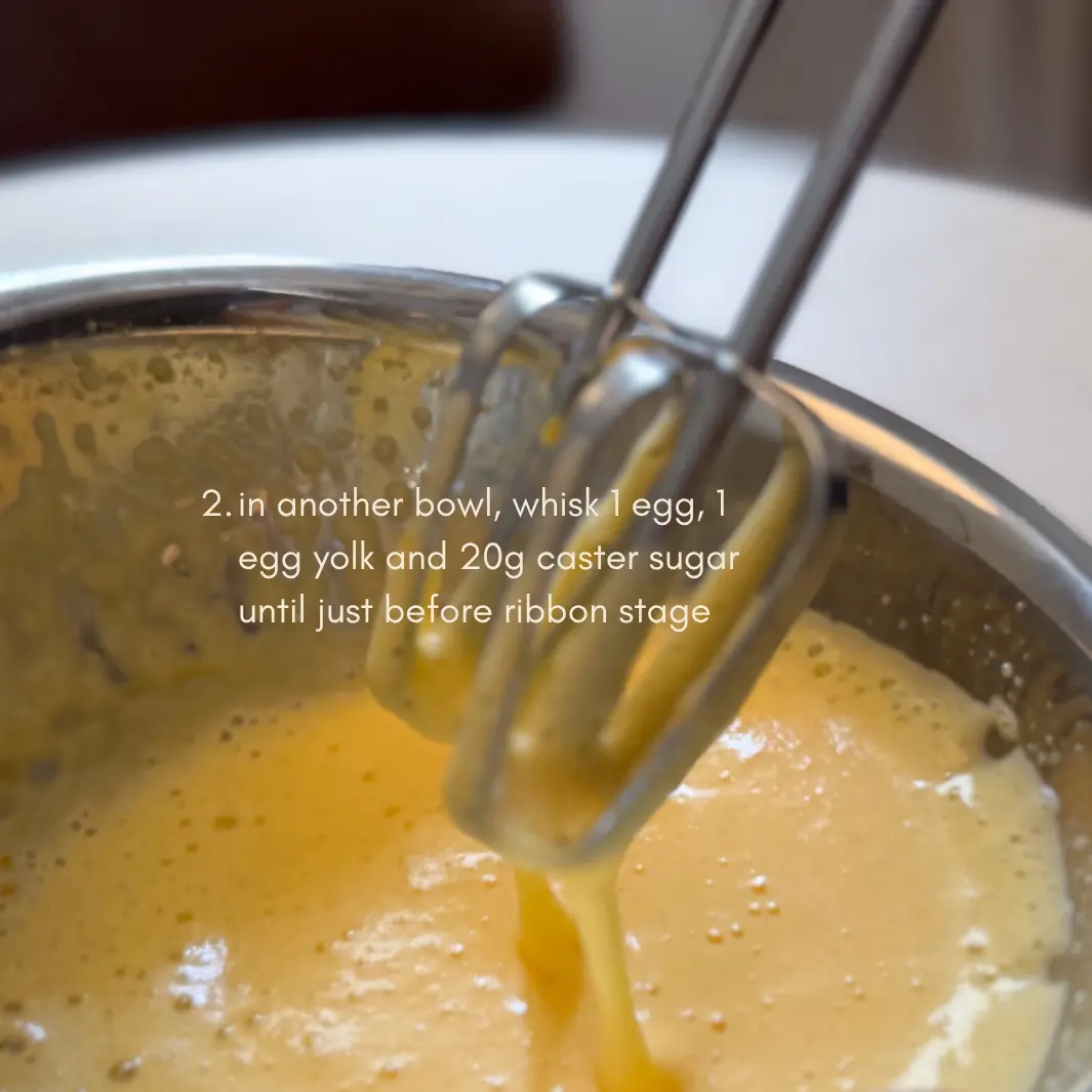 Whisking egg yolk, egg and sugar for lava cake