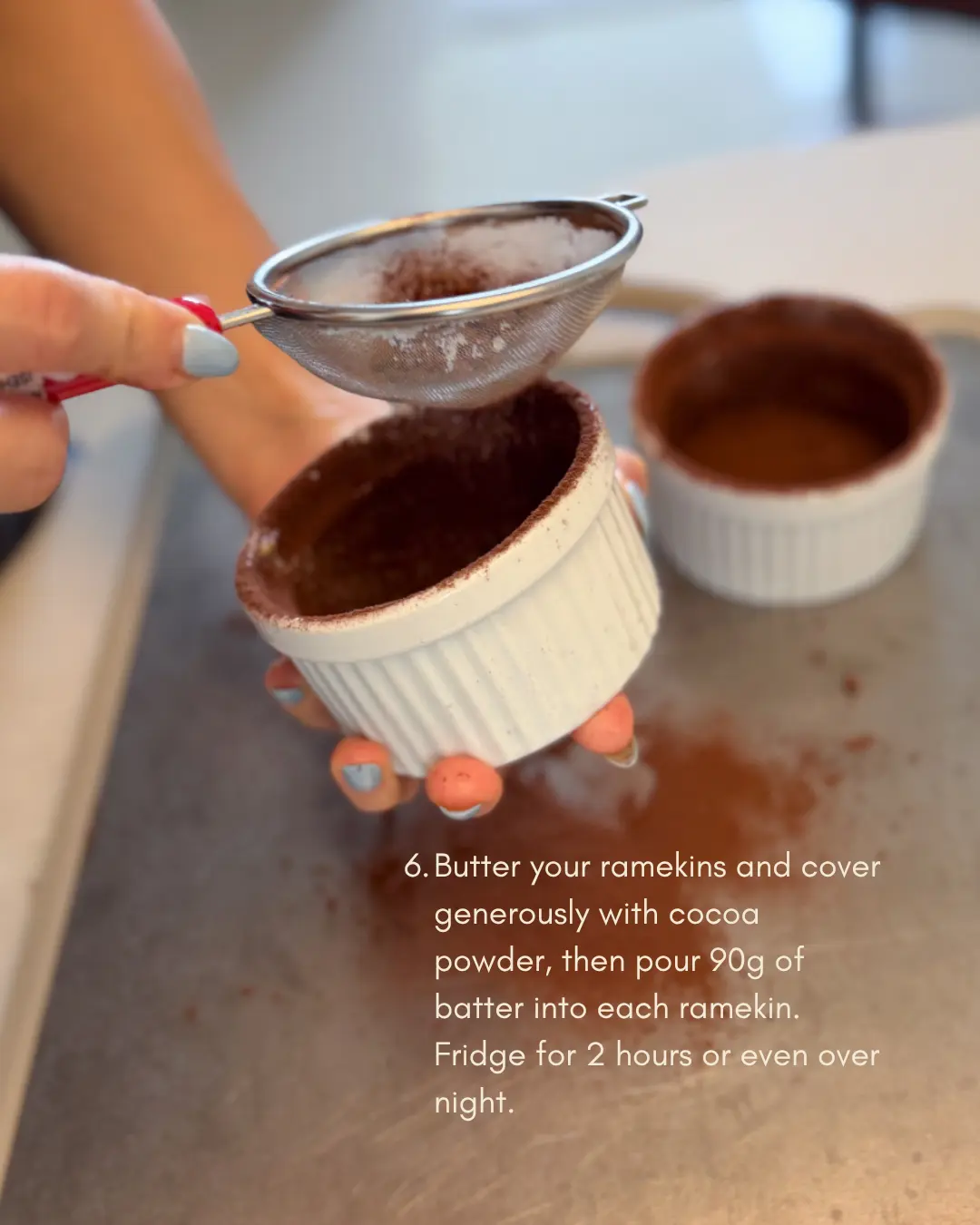Freshly baked chocolate lava cake ready to unmould