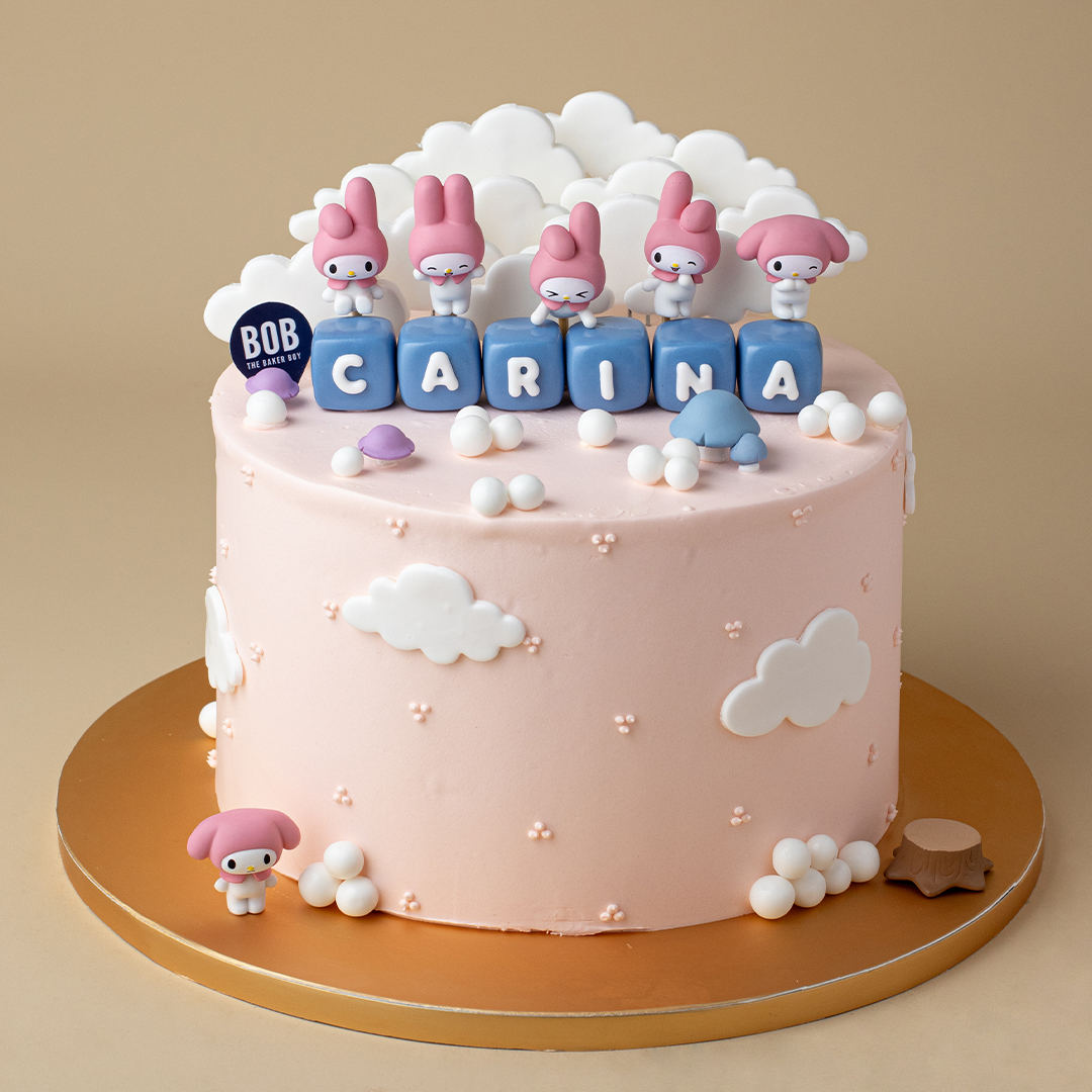 Melody Inspired Birthday Cake with Clouds
