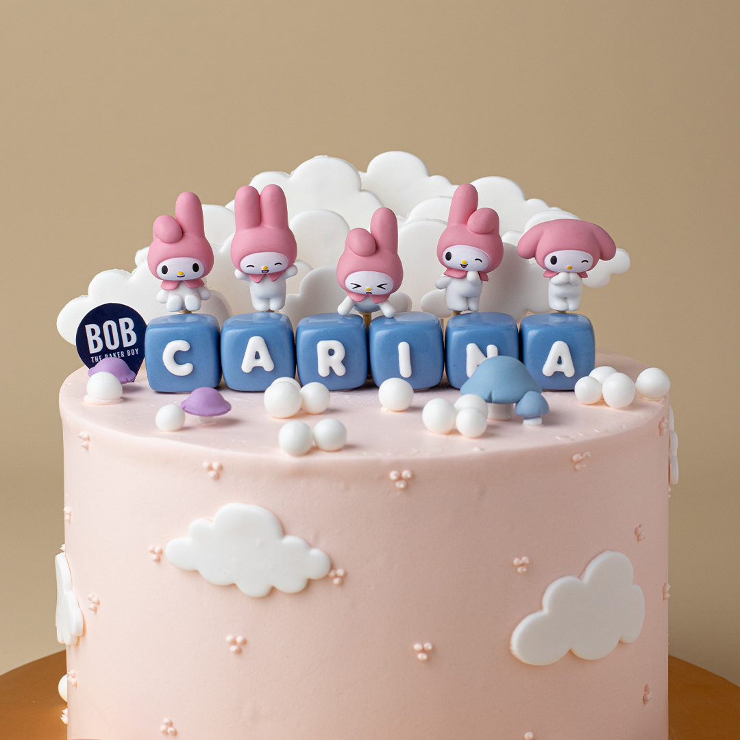 Melody Inspired Birthday Cake with Clouds