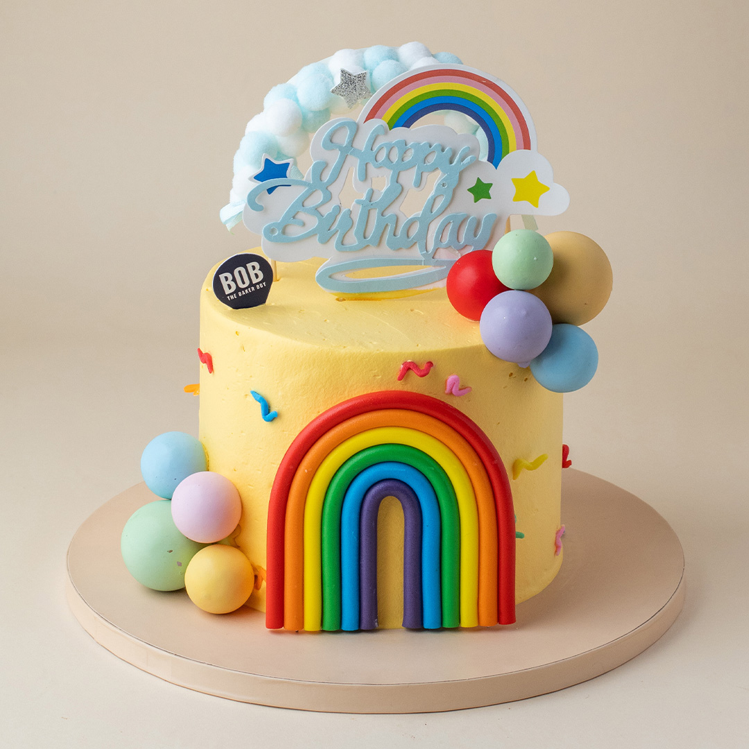 Rainbow themed with Ballons cake