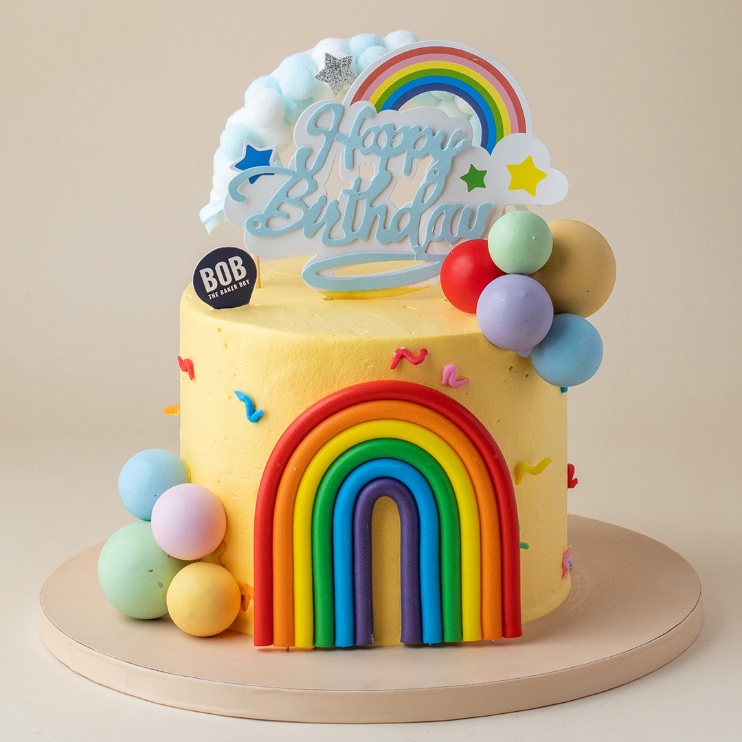 Rainbow themed with Ballons cake
