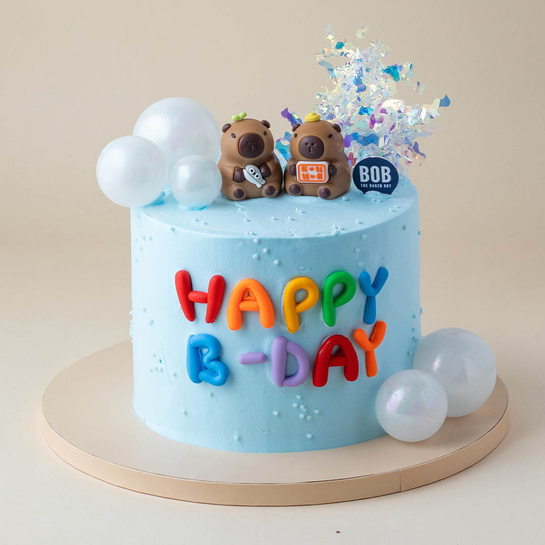 Blue Capybara Birthday cake