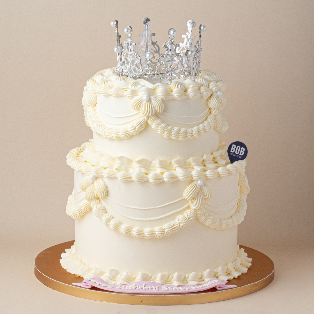 Classic Korean Cake with a Silver Crown