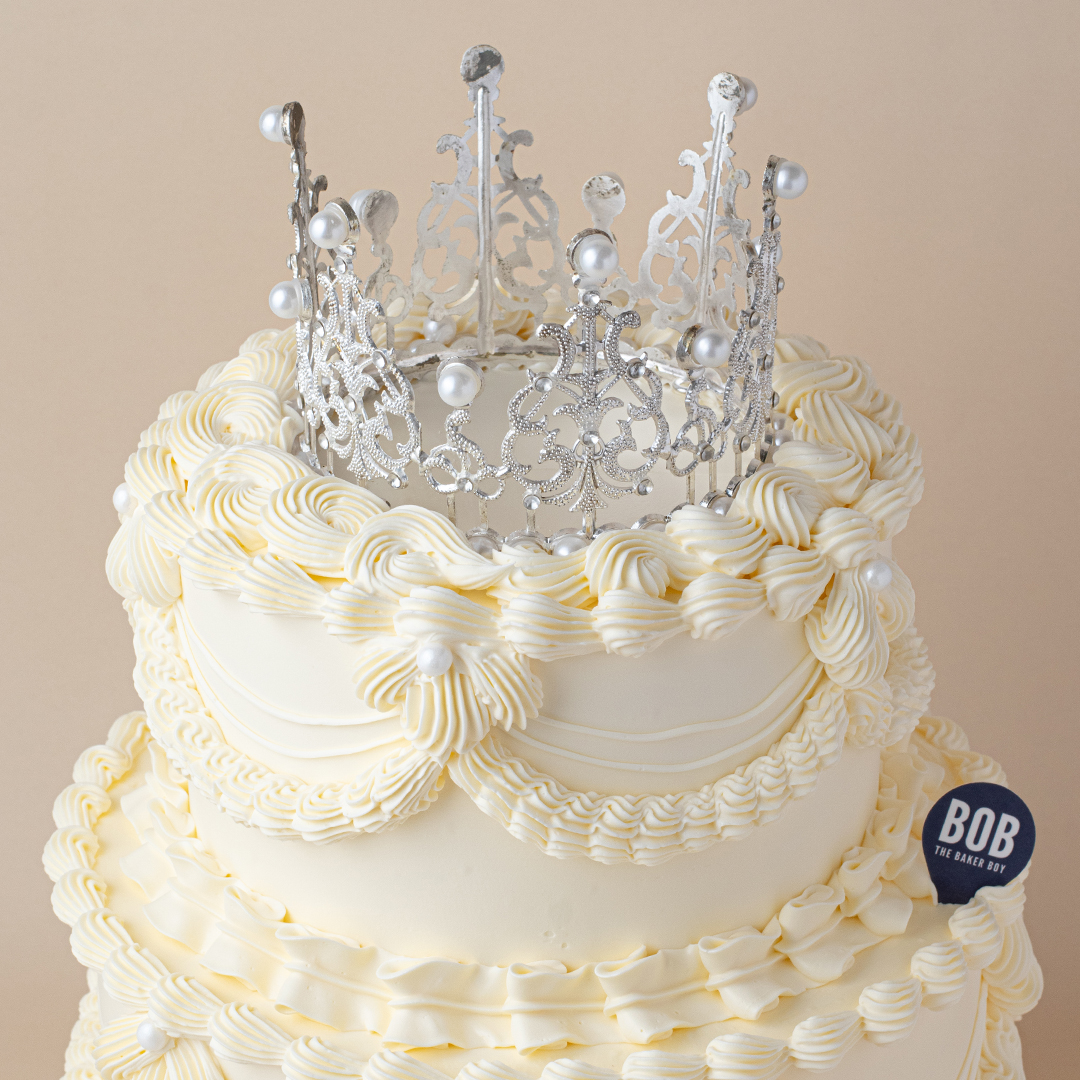 Classic Korean Cake with a Silver Crown