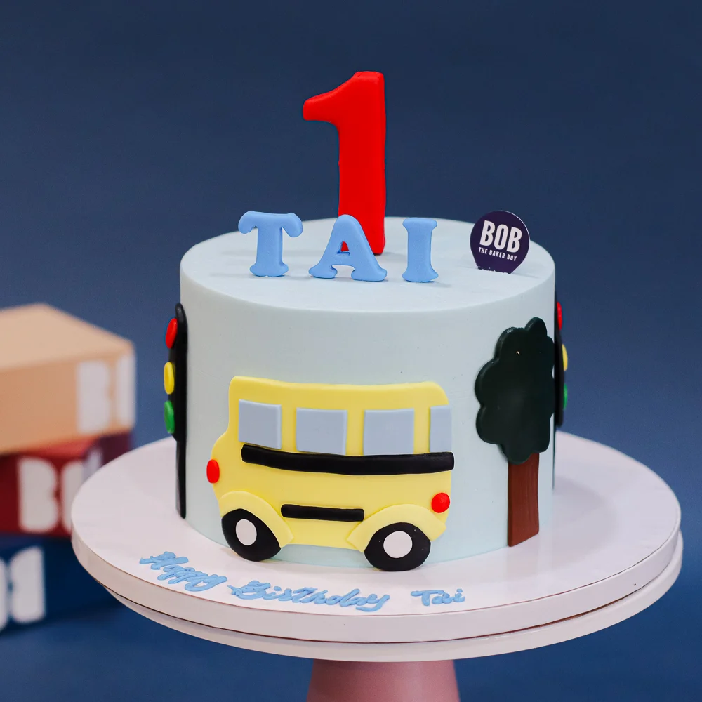2D Back-To-School Bus Themed Cake