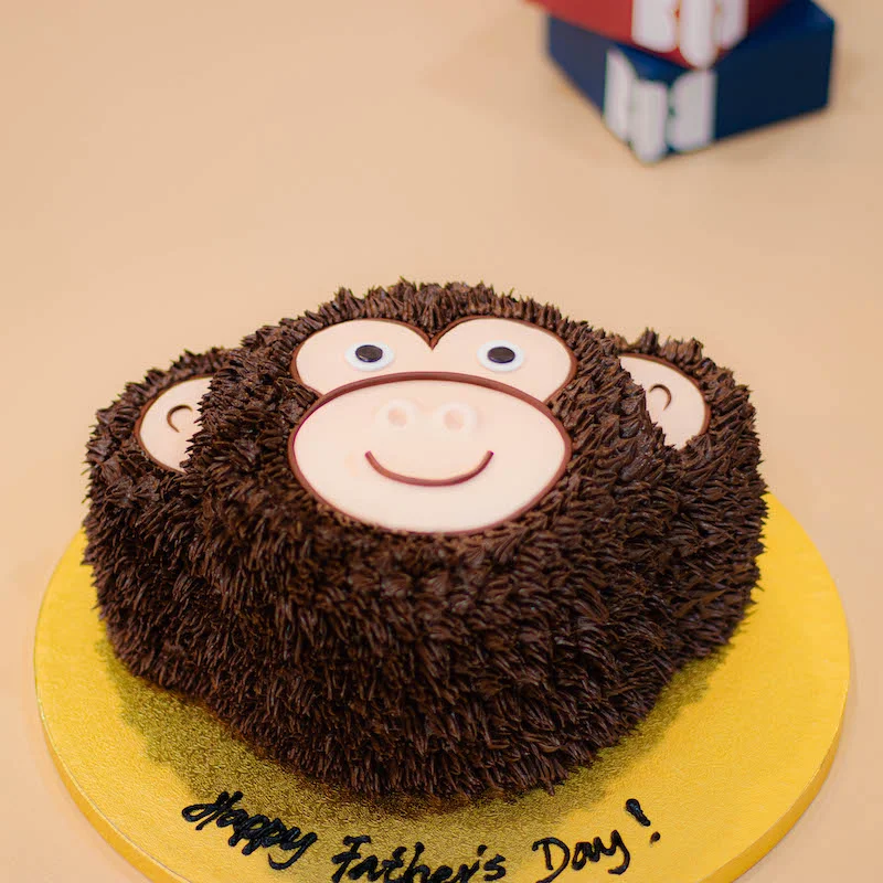 3D Monkey Cake in Dark Oak Brown