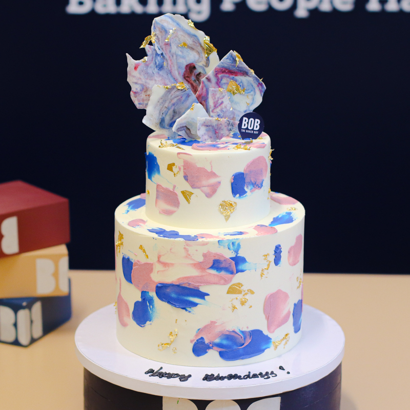 Abstract Navy and Mauve Paint Cake