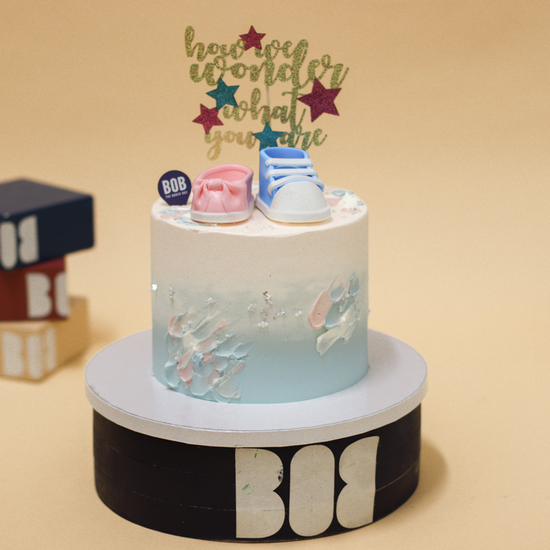 Baby Booties Gender Reveal Cake