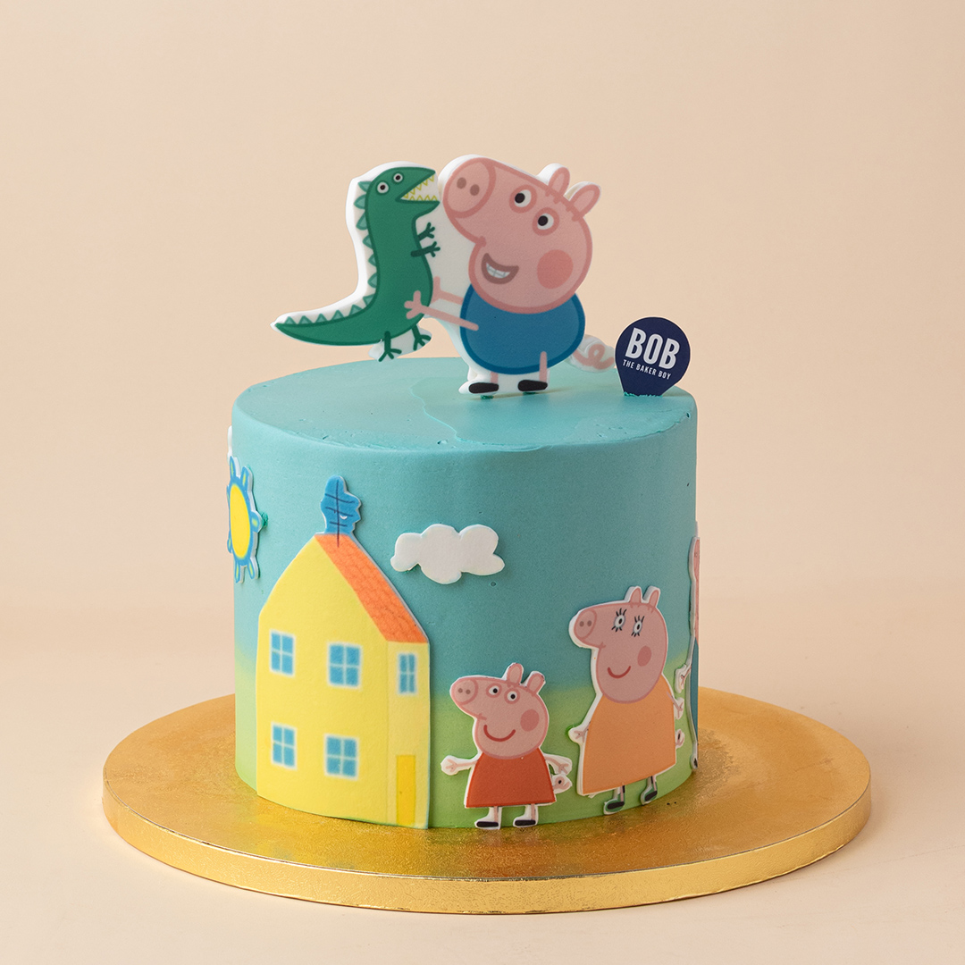 Blue and Green Ombre Peppa Pig Birthday Cake