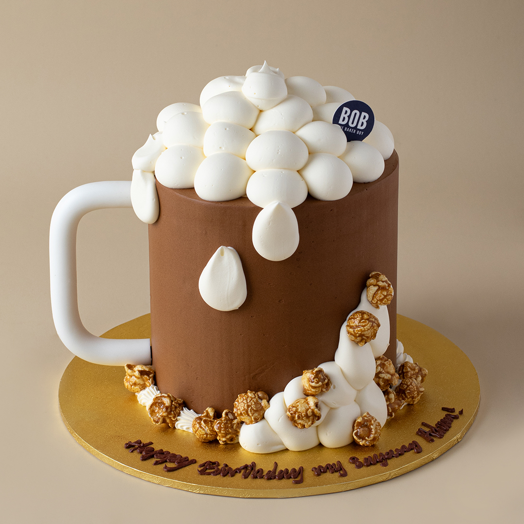Brown Beer Mug Cake with Popcorn