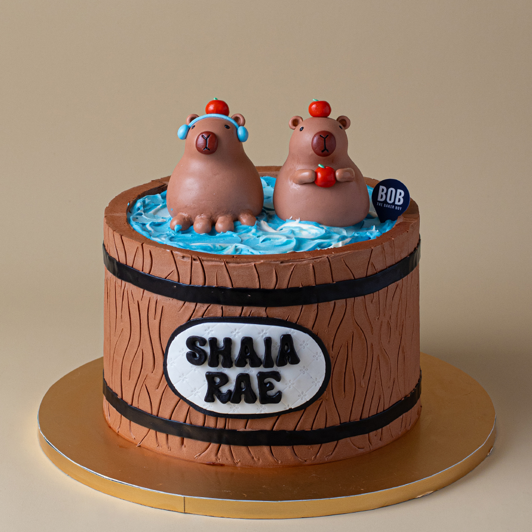 Capybara on a Bath Cake
