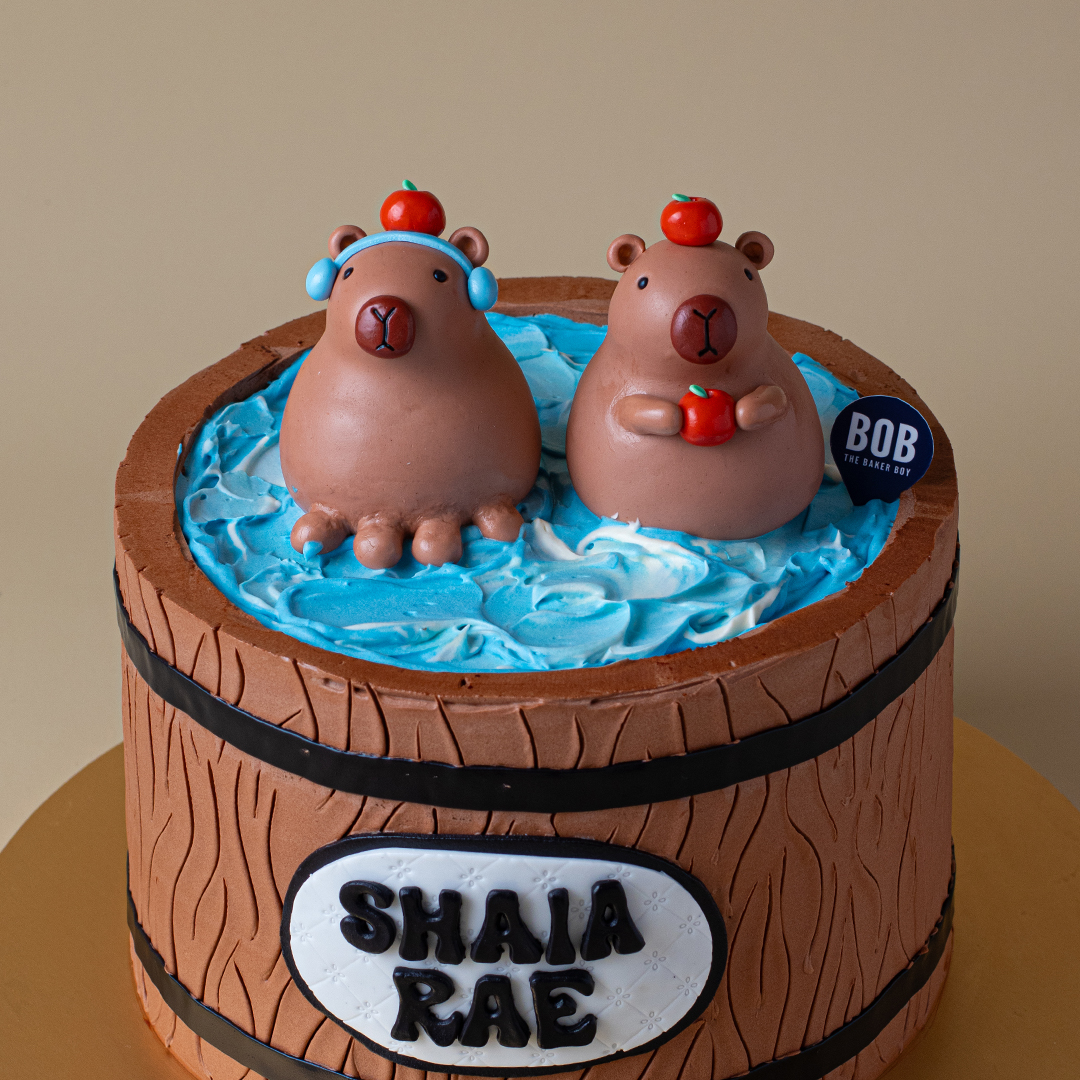 Capybara on a Bath Cake