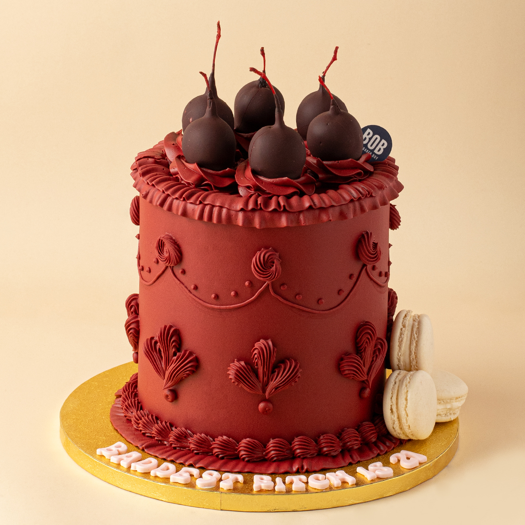 Cherry Red Vintage Style Cake