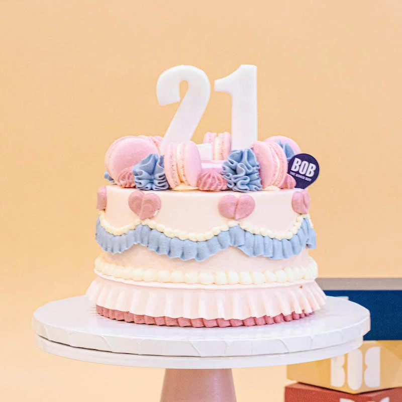 Classic Korean Cake in Pastel Pink Ruffles