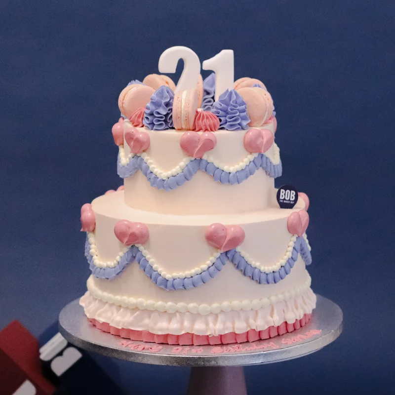 Classic Korean Cake in Pastel Pink Ruffles