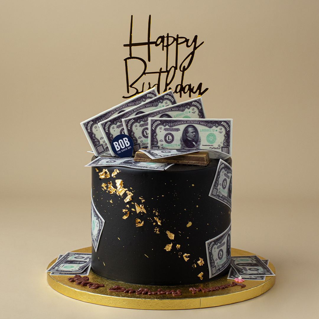 Classy Black and Gold Cash Cake
