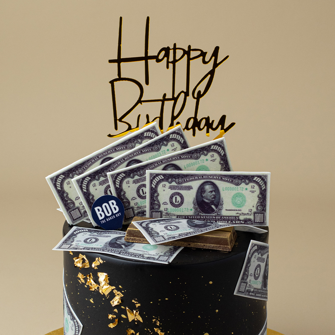 Classy Black and Gold Cash Cake