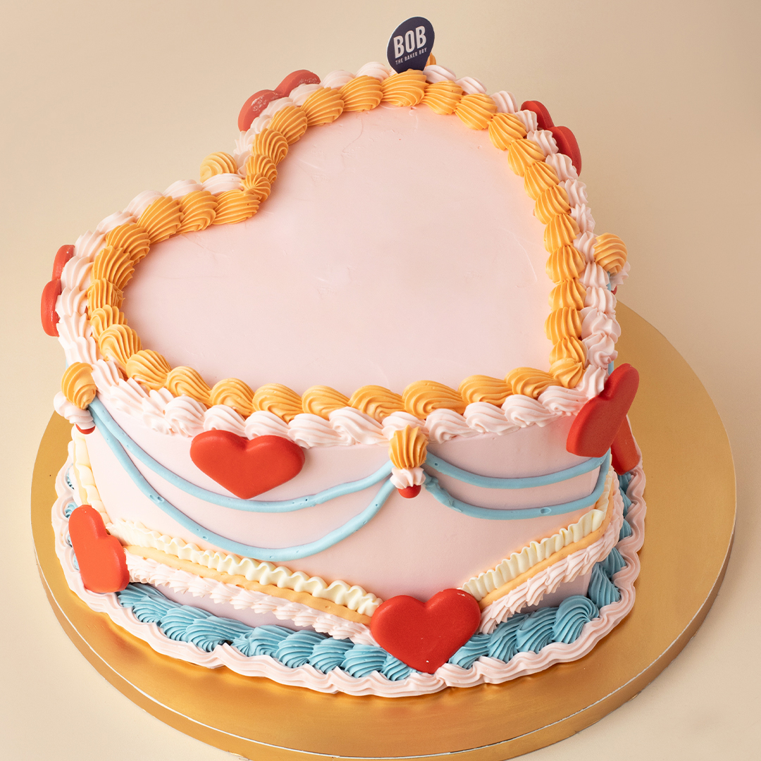 Colorful Pastels Vintage-style Heart Cake