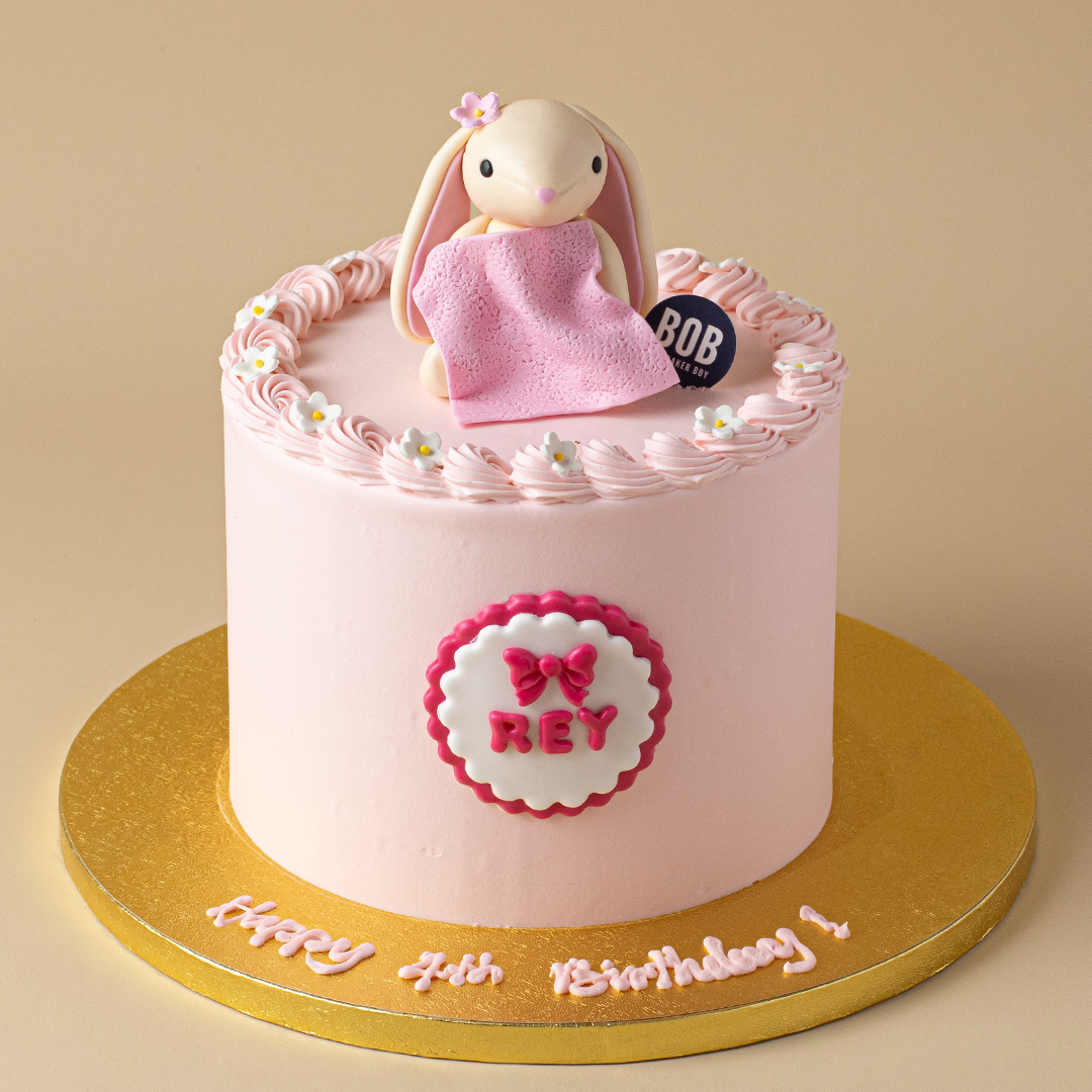 Cream Bunny Cake in Sweet Pink
