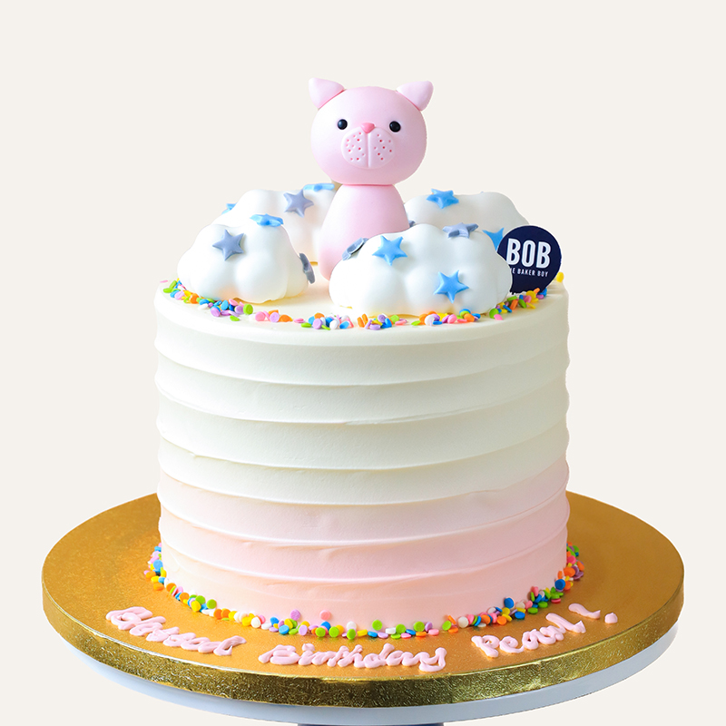 Cute Kitty Kitten Cat Cake in Pink Ombre