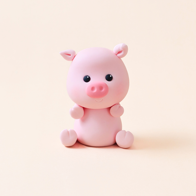 Cute Pink Piggy Fondant Topper