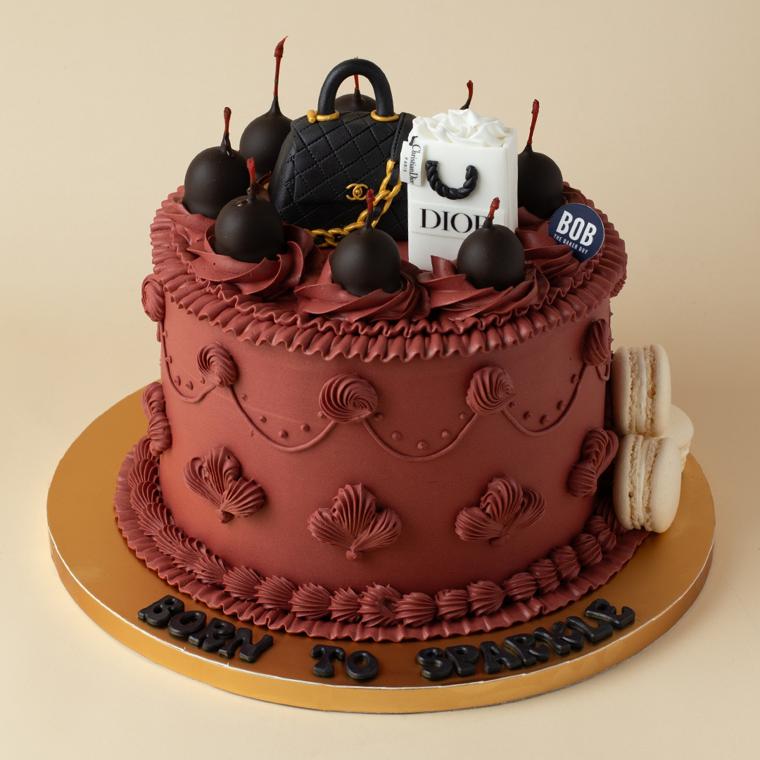 Deep Cherry Red Vintage Designer Bags Cake