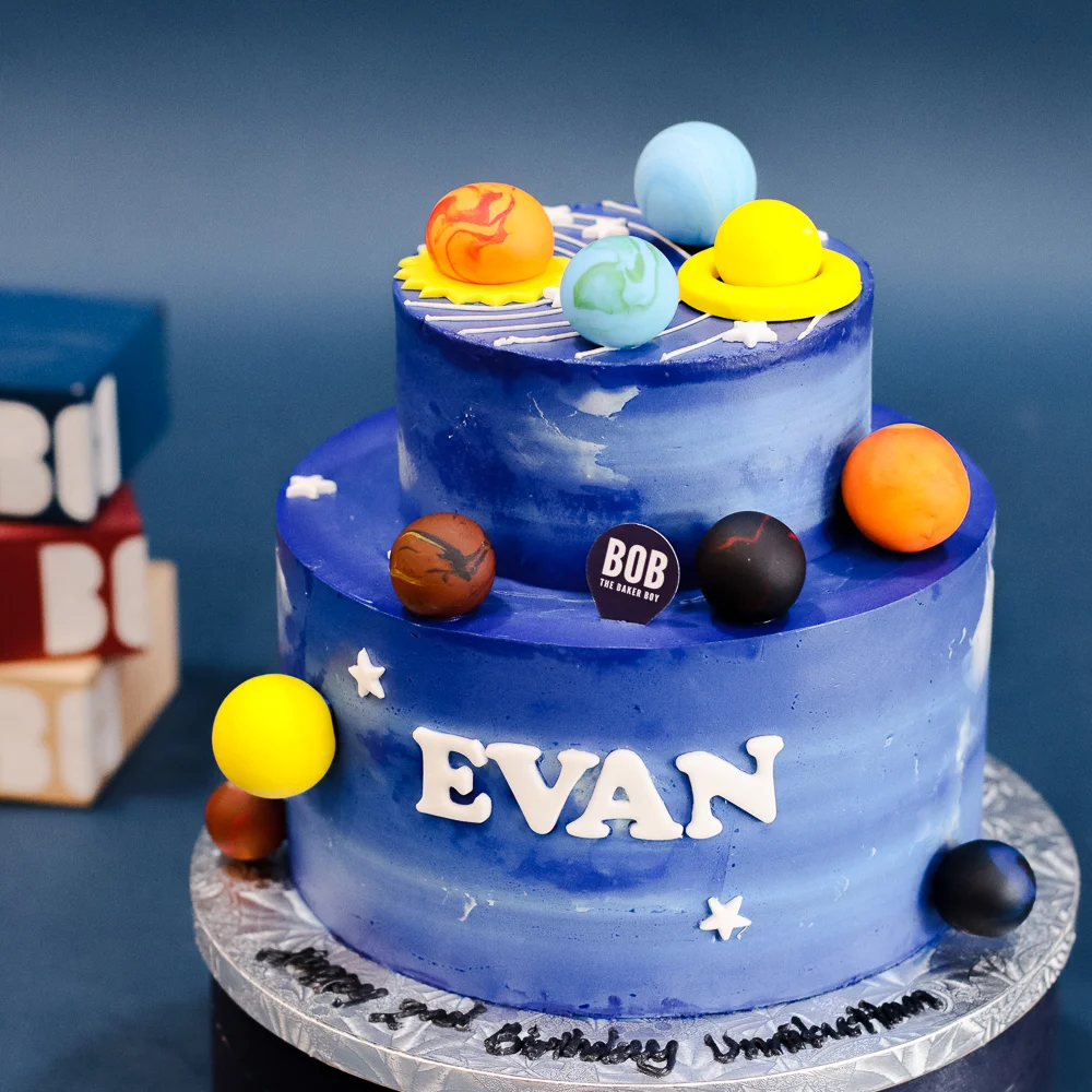 Galaxy Solar System Cake with Stars
