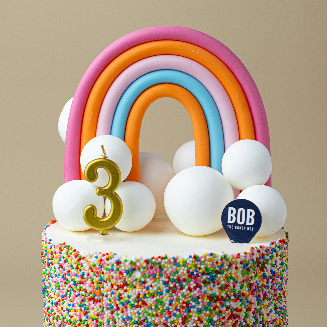 Happy Rainbow Cake with Clouds