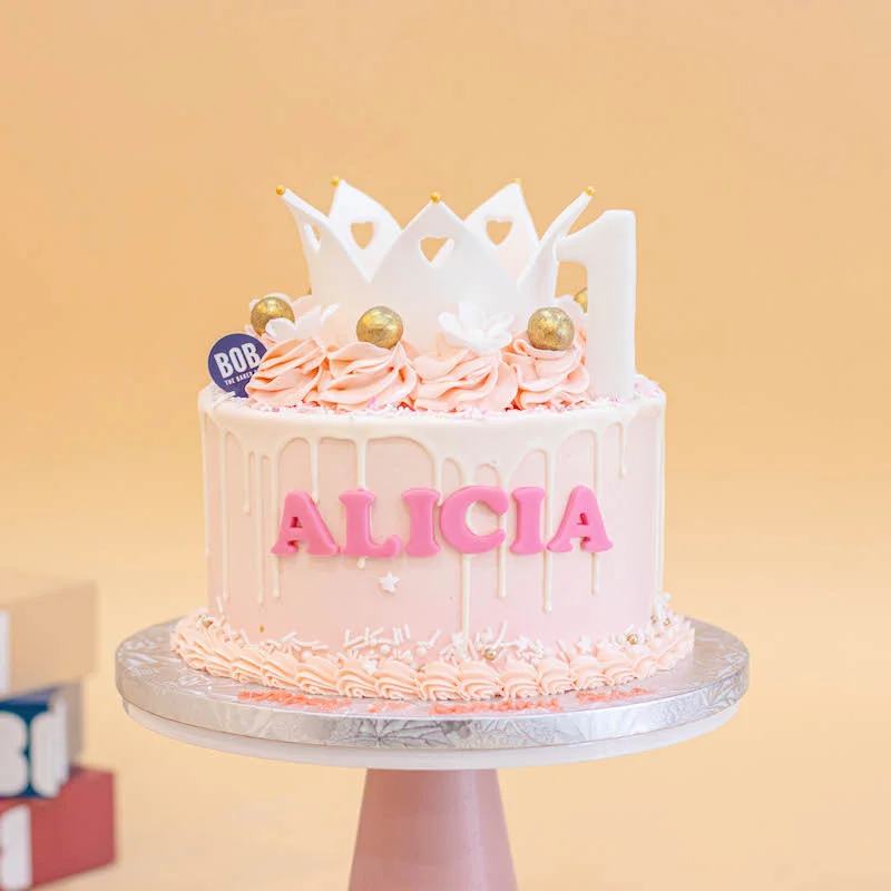 K-style Dainty Pink Rosette Crown Cake
