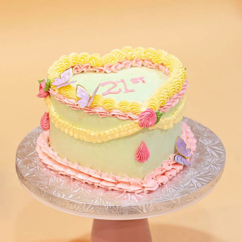Korean Lettering Heart Shaped Cake