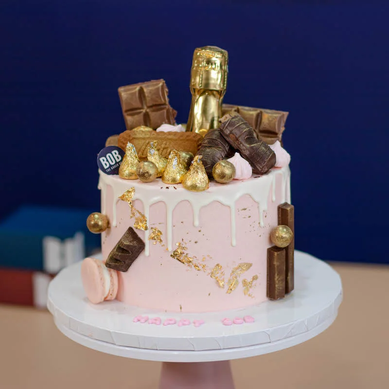 Ladies Champagne Bottle Cake In Sweet Pink