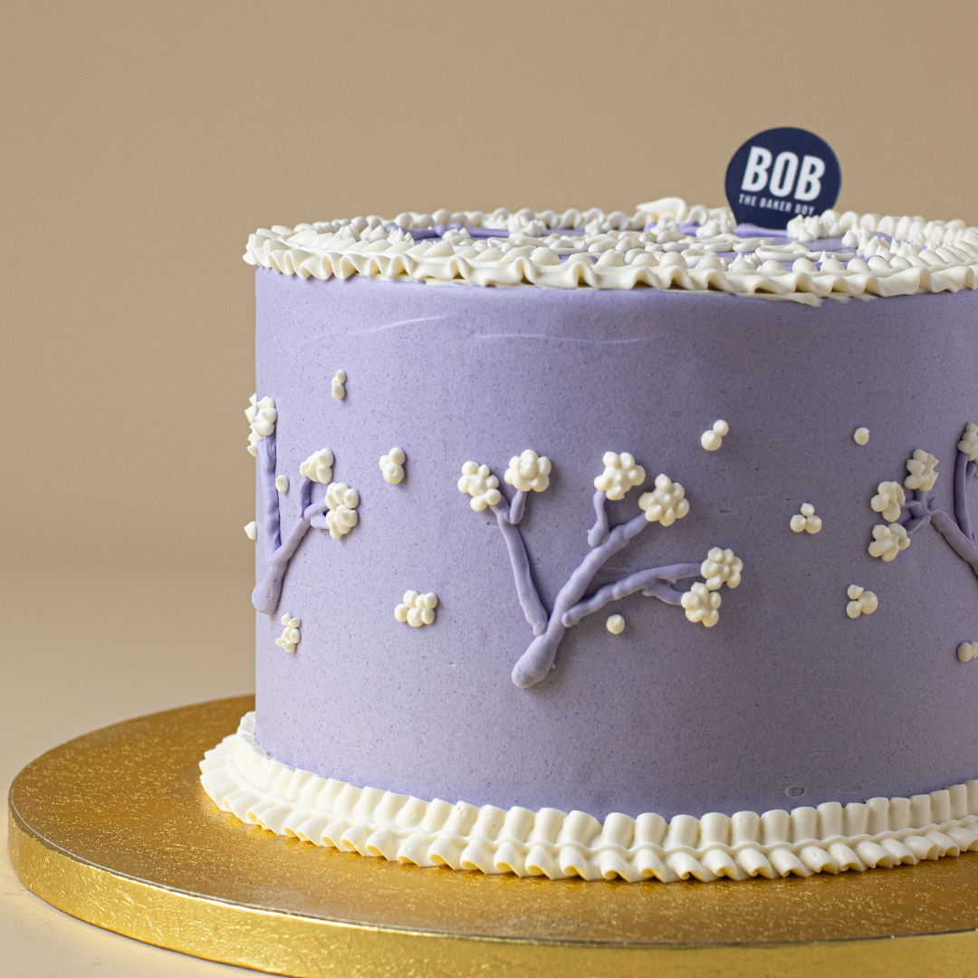 Lavender Korean Piped Babies Breath Floral Cake