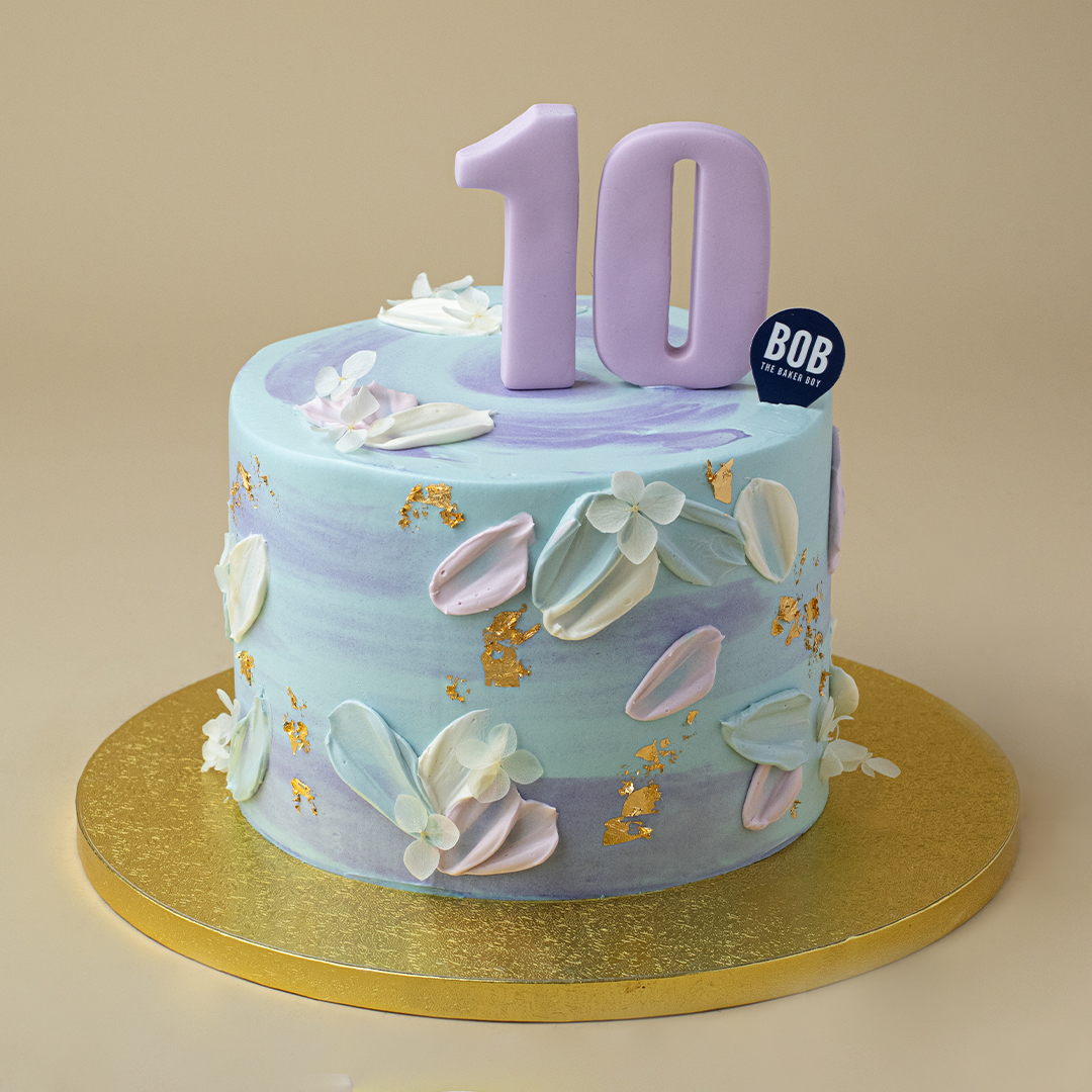 Lavender and Blue Marble with Gold Cake