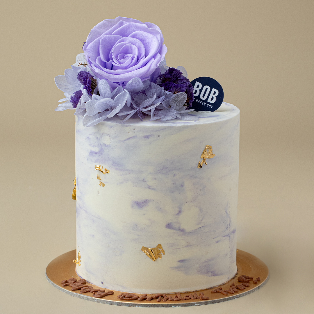 Lilac Floral Marble Mini Cake