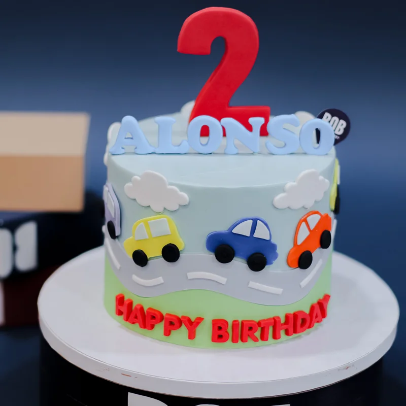 Little Car Transport Themed Cake