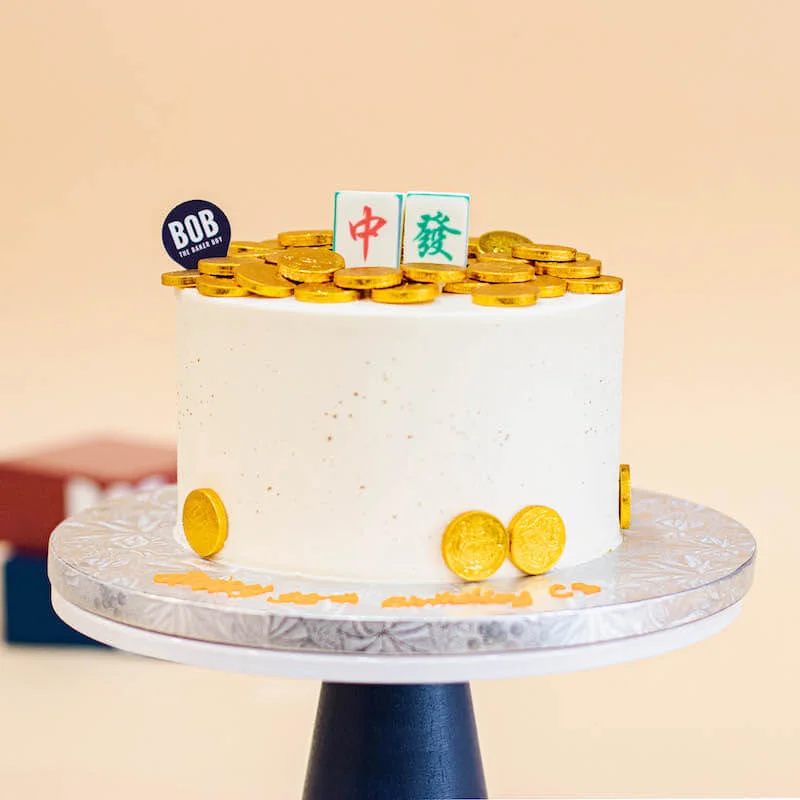 Longevity Mahjong Cake with 2 Mahjong Tiles