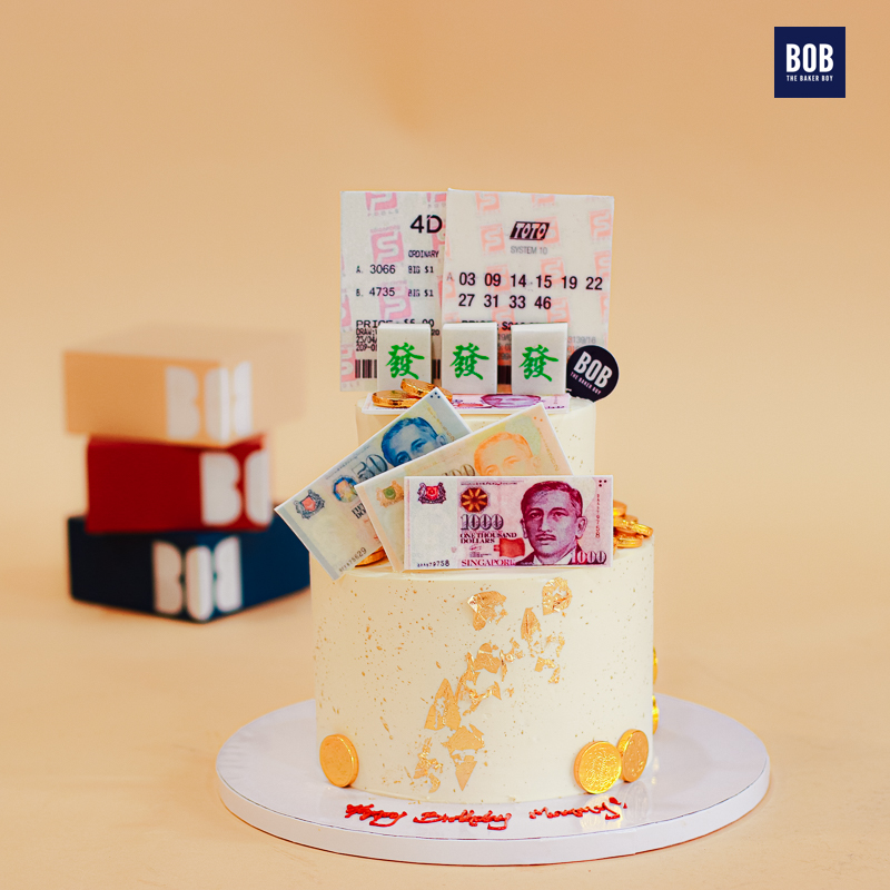 Lottery Ticket Longevity Cake with Mahjong Tiles