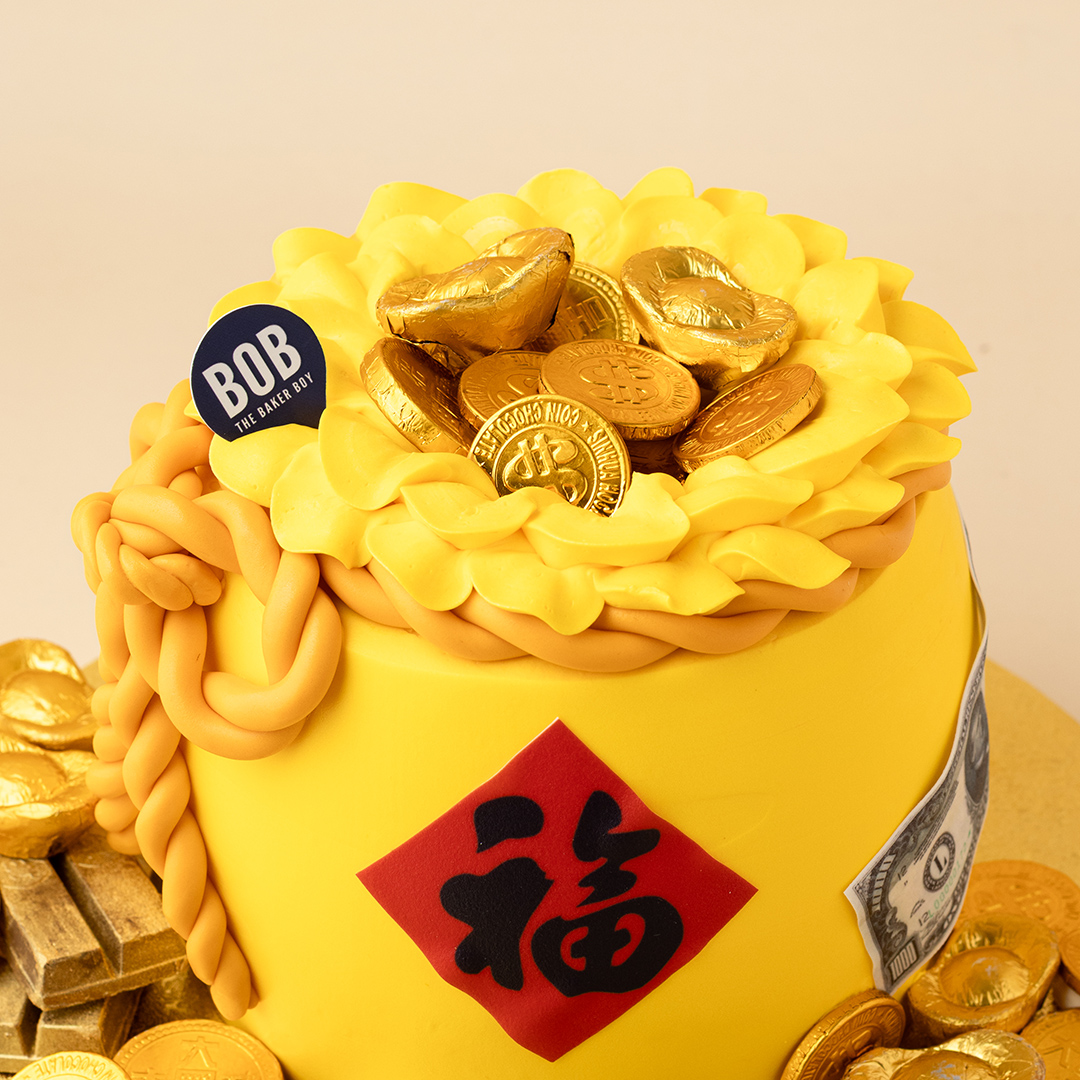 Lucky Money Bag Cake with Cash and Gold