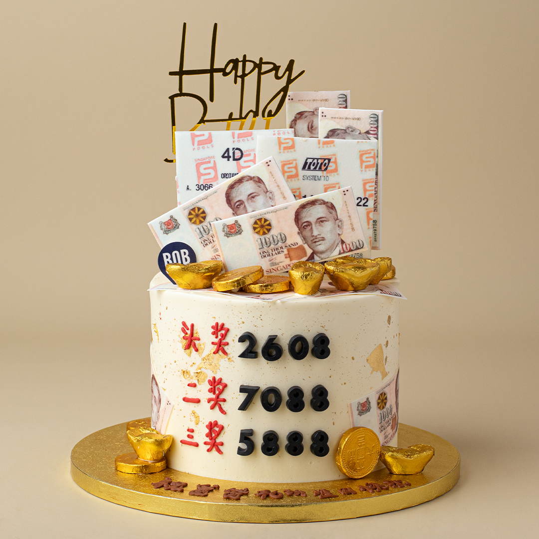Lucky Winner's 4D Cake with Gold Splash