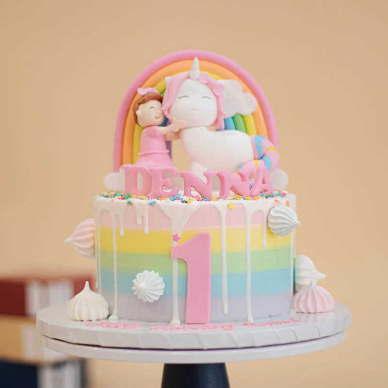 Magical Unicorn and Little Girl Cake