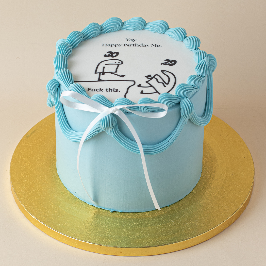 Minimalist Blue Coquette Edible Printed Photo Cake