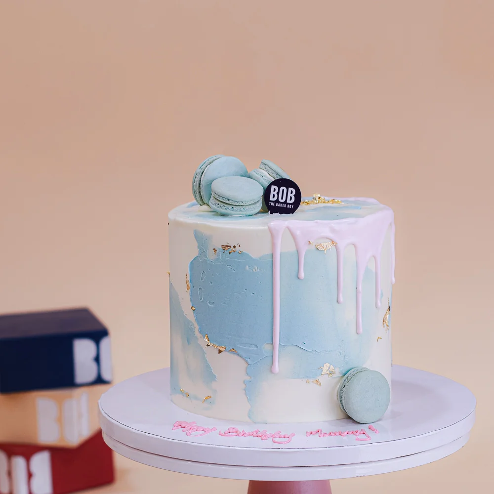 Minimalist Pastel Blue Smears Cake