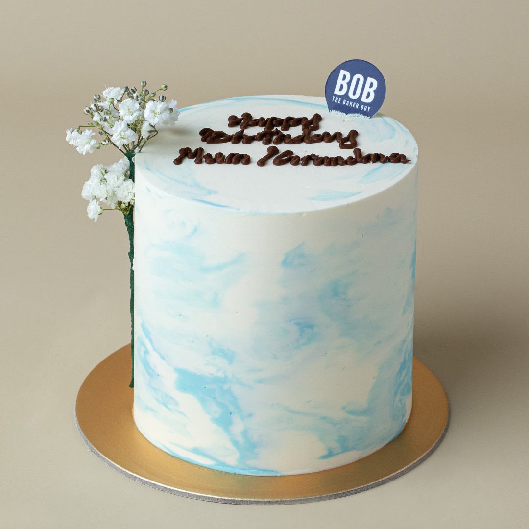 Minimalistic Marble Blue Mini Cake