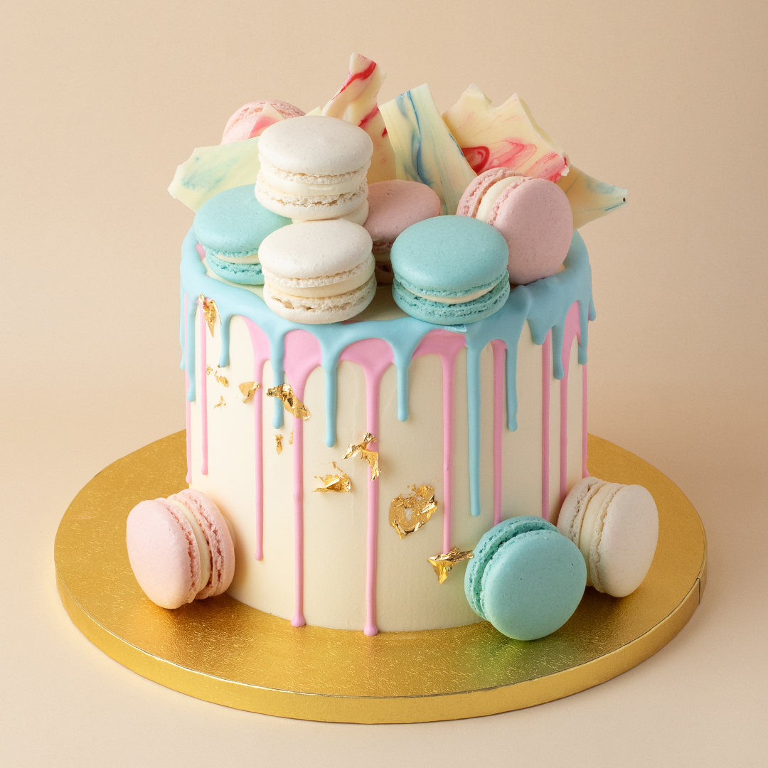 Pastel Macarons Overload - Gender Reveal Cake