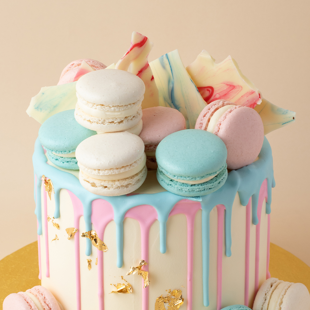Pastel Macarons Overload - Gender Reveal Cake
