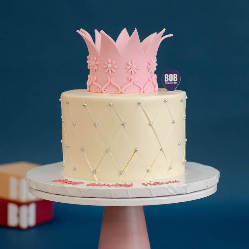 Pastel Pink Rosette Cake with Crown