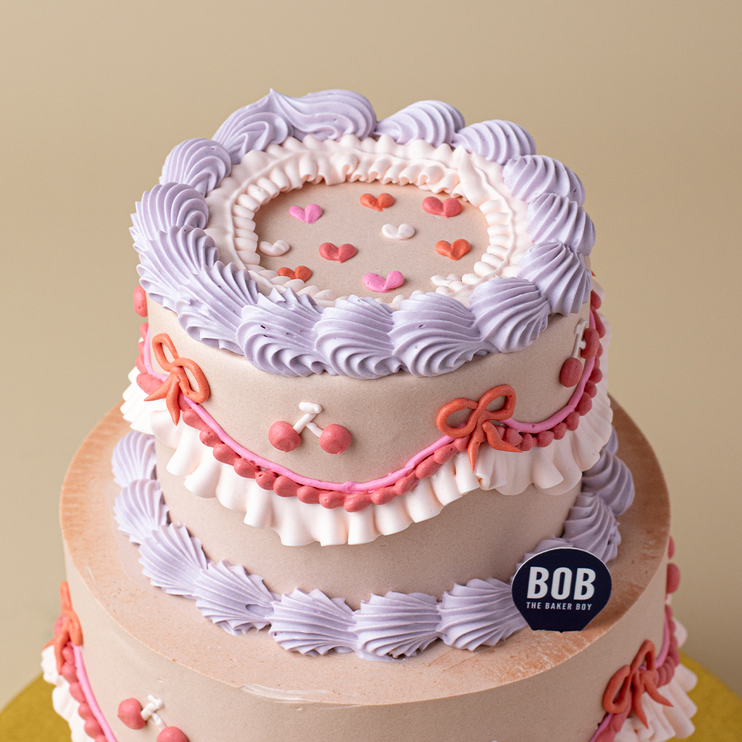 Pastel Pink and Lavender Vintage Cake