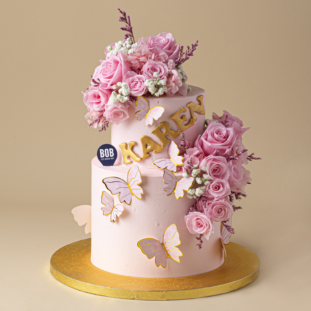 Pink Floral Overload with Butterflies