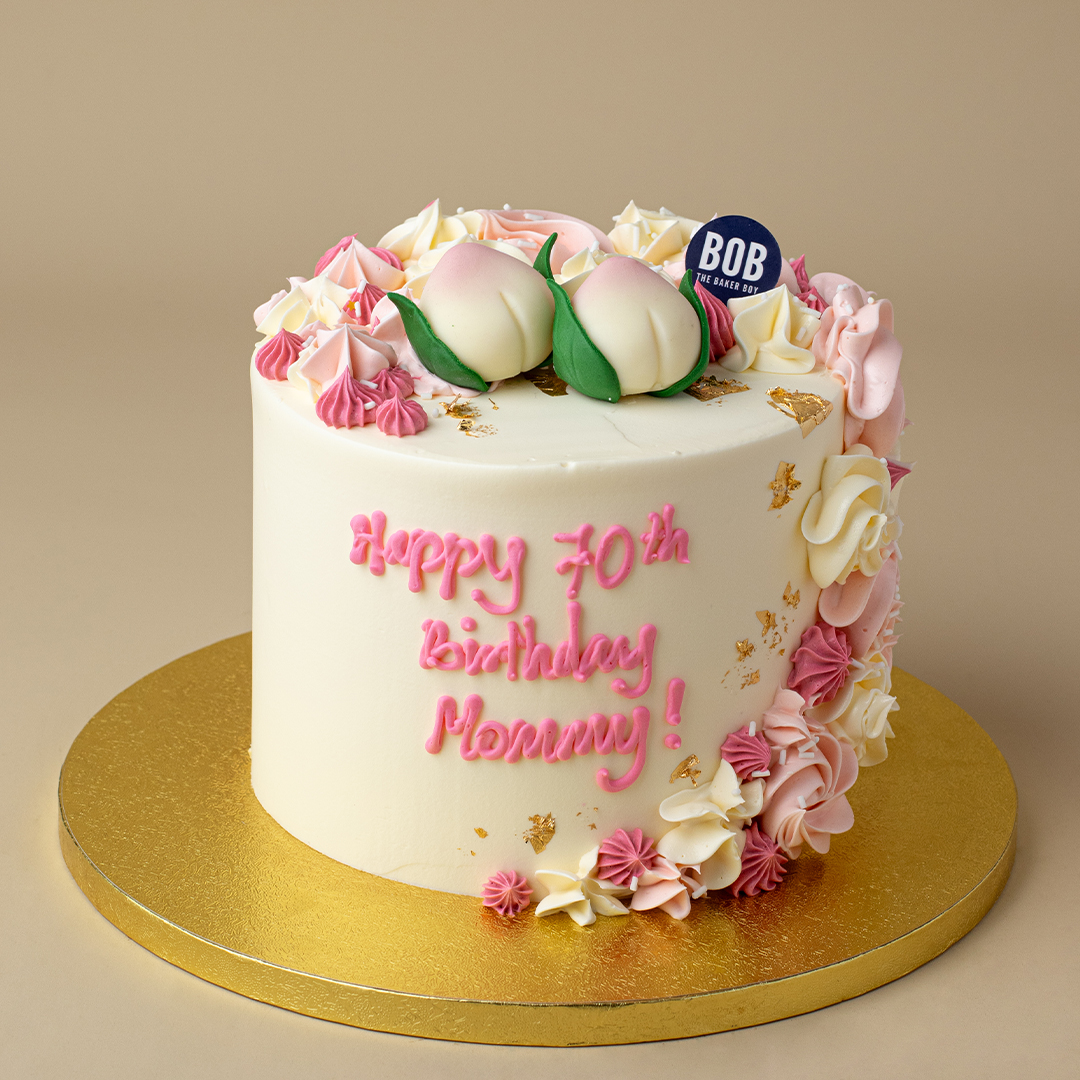 Pink Longevity Cake with 2 Shou Taos